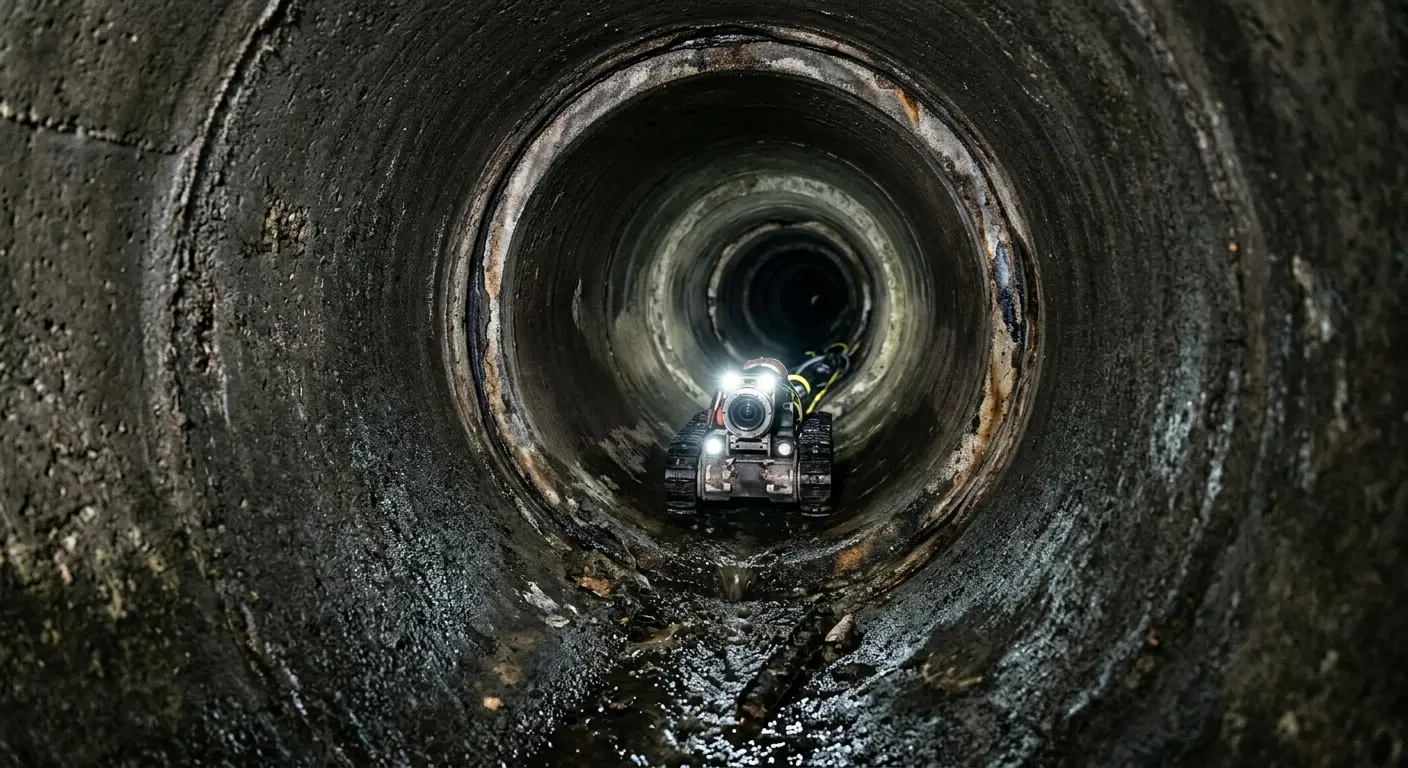 Robotic sewer camera inspecting pipe interior for Drain Snake Service in Langley Park